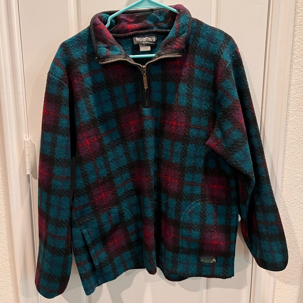 Avalanche Wear Plaid Fleece Sweat Shirt 1/4 Zip Arctic Fleece